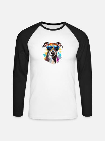Wind chime with sunglasses - Unisex Long Sleeve Baseball T-Shirt - white/black