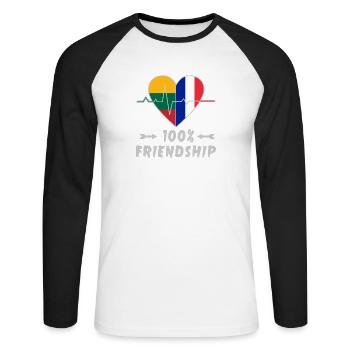 Lithuania and France 100% friendship - Unisex Long Sleeve Baseball T-Shirt - white/black - Front - Nik (191cm)