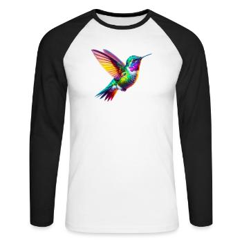 Kolibri - Unisex Baseballshirt langarm - Weiß/Schwarz - Vorne - Nik (191cm)