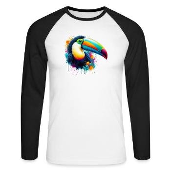 Tukan - Unisex Baseballshirt langarm - Weiß/Schwarz - Vorne - Nik (191cm)