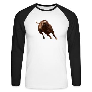 Bulle - Unisex Baseballshirt langarm - Weiß/Schwarz - Vorne - Nik (191cm)