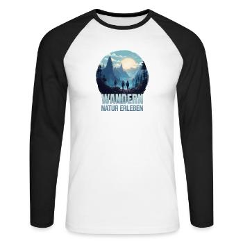 Natur erleben - Unisex Baseballshirt langarm - Weiß/Schwarz - Vorne - Nik (191cm)