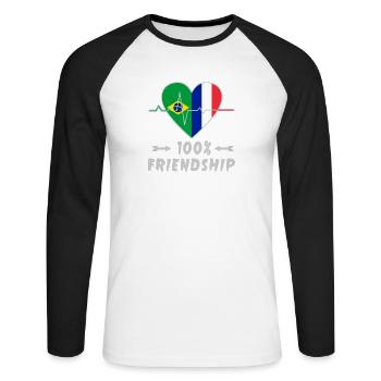 Le Brésil et la France, une amitié à 100 % - T-shirt baseball manches longues Homme - blanc/noir - Devant - Nik (191cm)