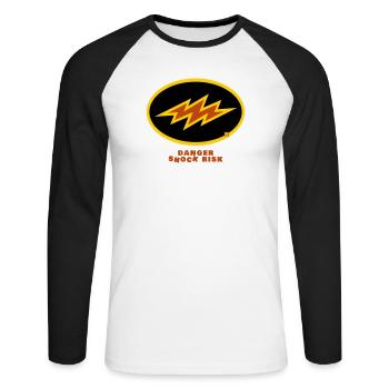 shock risk - Unisex Long Sleeve Baseball T-Shirt - white/black - Front - Nik (191cm)