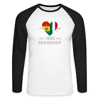 Bolivia and Italy 100% friendship - Unisex Long Sleeve Baseball T-Shirt - white/black - Front - Nik (191cm)