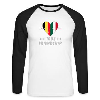 Belgium and Italy 100% friendship - Unisex Long Sleeve Baseball T-Shirt - white/black - Front - Nik (191cm)