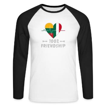 Lithuania and Italy 100% friendship - Unisex Long Sleeve Baseball T-Shirt - white/black - Front - Nik (191cm)