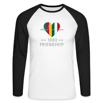 Cameroon and Italy 100% friendship - Unisex Long Sleeve Baseball T-Shirt - white/black - Front - Nik (191cm)