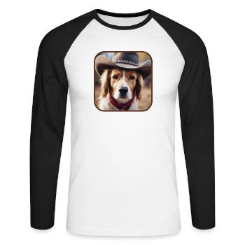 Hallo Pardner - Unisex Baseballshirt langarm - Weiß/Schwarz - Vorne - Nik (191cm)