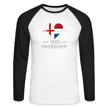 L'Angleterre et les Pays-Bas : amitié à 100 % - T-shirt baseball manches longues Homme - blanc/noir - Devant - Nik (191cm)