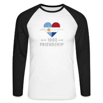 L'Argentine et les Pays-Bas : amitié à 100 % - T-shirt baseball manches longues Homme - blanc/noir - Devant - Nik (191cm)