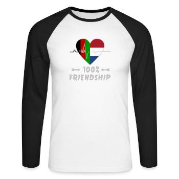 L'Afghanistan et les Pays-Bas : amitié à 100 % - T-shirt baseball manches longues Homme - blanc/noir - Devant - Nik (191cm)