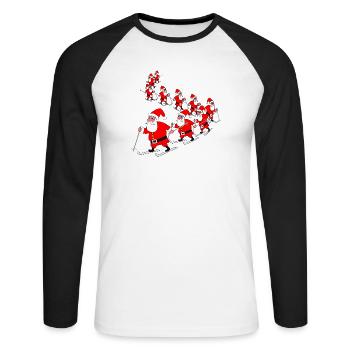Défilé du Père Noël - T-shirt baseball manches longues Homme - blanc/noir - Devant - Nik (191cm)