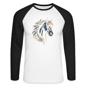 COULEUR DE TATOUAGE DE CHEVAL - T-shirt baseball manches longues Homme - blanc/noir - Devant - Nik (191cm)