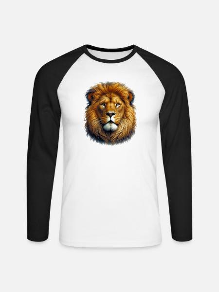 Lion - Unisex Long Sleeve Baseball T-Shirt - white/black