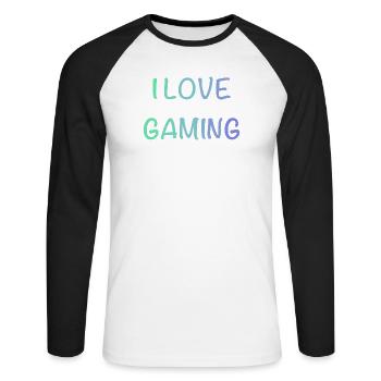 I Love Gaming - Unisex Long Sleeve Baseball T-Shirt - white/black - Front - Nik (191cm)