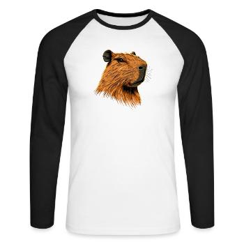 Capybara Be Capy Capybara Drôle Capybara - T-shirt baseball manches longues Homme - blanc/noir - Devant - Nik (191cm)