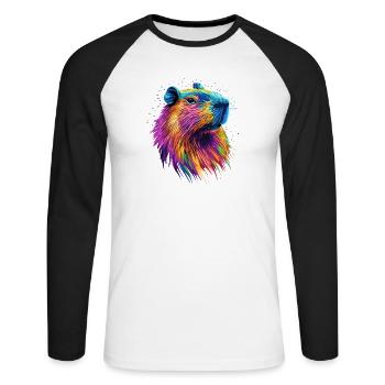 Capybara Be Capy Wasserschwein Lustiges Capybara - Unisex Baseballshirt langarm - Weiß/Schwarz - Vorne - Nik (191cm)