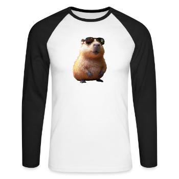 Capybara Be Capy Wasserschwein Lustiges Capybara - Unisex Baseballshirt langarm - Weiß/Schwarz - Vorne - Nik (191cm)