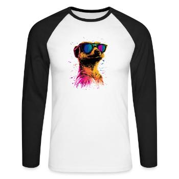 Meerkat Sunglasses Colorful Cute Meerkat - Unisex Long Sleeve Baseball T-Shirt - white/black - Front - Nik (191cm)