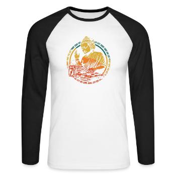 Buddha DJ - Unisex Long Sleeve Baseball T-Shirt - white/black - Front - Nik (191cm)