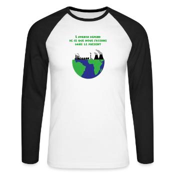 Planète Terre - T-shirt baseball manches longues Homme - blanc/noir - Devant - Nik (191cm)