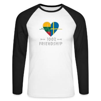 Lithuania and Sweden 100% friendship - Unisex Long Sleeve Baseball T-Shirt - white/black - Front - Nik (191cm)