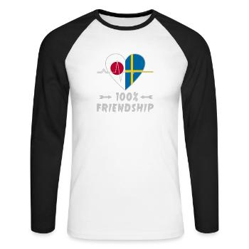 Japan and Sweden 100% friendship - Unisex Long Sleeve Baseball T-Shirt - white/black - Front - Nik (191cm)