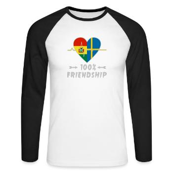 Bolivia and Sweden 100% friendship - Unisex Long Sleeve Baseball T-Shirt - white/black - Front - Nik (191cm)