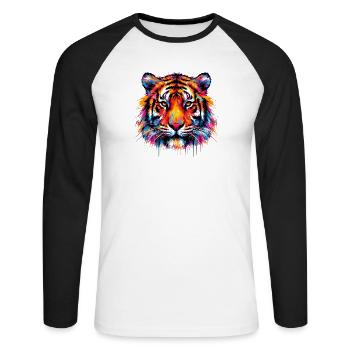 Tigre - T-shirt baseball manches longues Homme - blanc/noir - Devant - Nik (191cm)