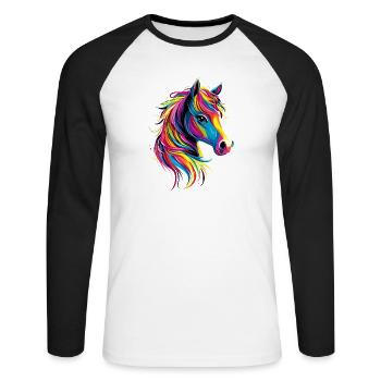 Pony Riding Pony Foal Rider Ponies Riding Pony Farm - Unisex Long Sleeve Baseball T-Shirt - white/black - Front - Nik (191cm)