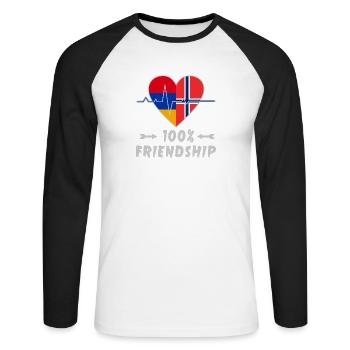 Armenien und Norwegen 100% Freundschaft - Unisex Baseballshirt langarm - Weiß/Schwarz - Vorne - Nik (191cm)
