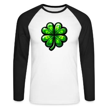 Trèfle à quatre feuilles - T-shirt baseball manches longues Homme - blanc/noir - Devant - Nik (191cm)