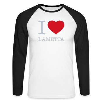 J’ADORE LES GUIRLANDES - T-shirt baseball manches longues Homme - blanc/noir - Devant - Nik (191cm)