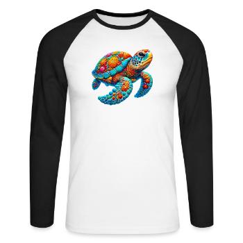 Turtle - Unisex Long Sleeve Baseball T-Shirt - white/black - Front - Nik (191cm)