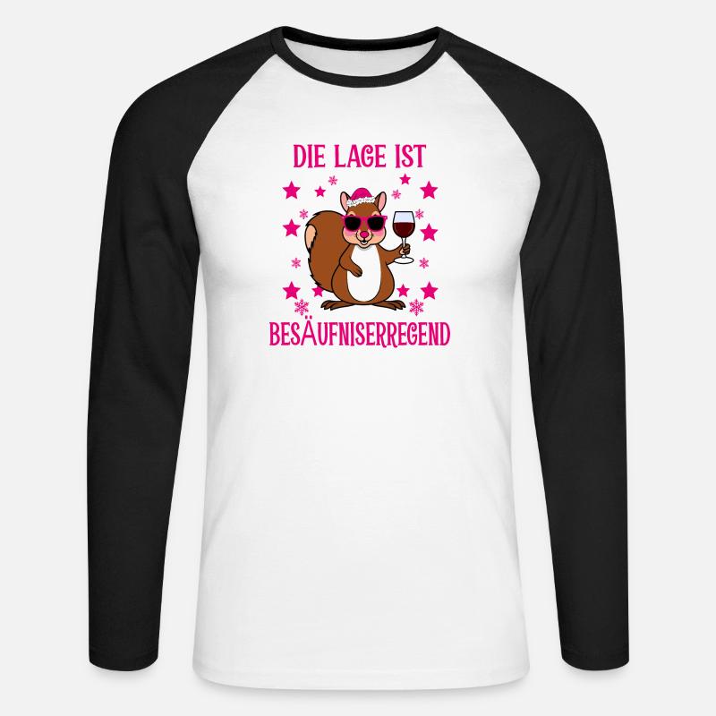 Lustiges Eichhörnchen - Unisex Baseballshirt langarm - Weiß/Schwarz