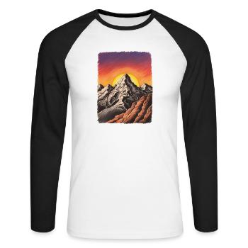 Mountain Sunset - Unisex Long Sleeve Baseball T-Shirt - white/black - Front - Nik (191cm)