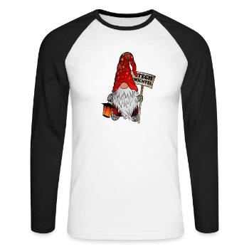Tech Gnome – IT Christmas Gnome - Unisex Long Sleeve Baseball T-Shirt - white/black - Front - Nik (191cm)