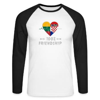 Lithuania and Croatia 100% friendship - Unisex Long Sleeve Baseball T-Shirt - white/black - Front - Nik (191cm)