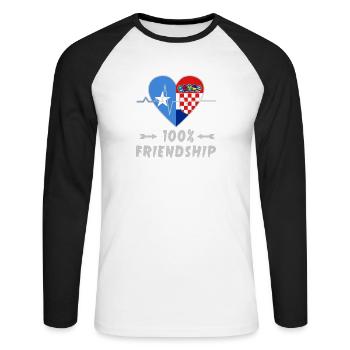 Somalia und Kroatien 100% Freundschaft - Unisex Baseballshirt langarm - Weiß/Schwarz - Vorne - Nik (191cm)