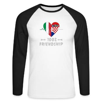 Italy and Croatia 100% friendship - Unisex Long Sleeve Baseball T-Shirt - white/black - Front - Nik (191cm)