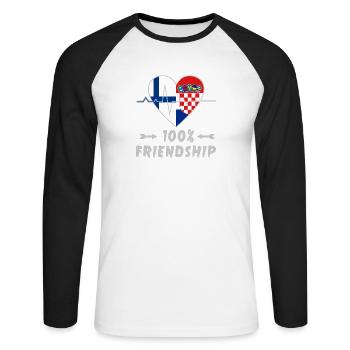 Finland and Croatia 100% friendship - Unisex Long Sleeve Baseball T-Shirt - white/black - Front - Nik (191cm)