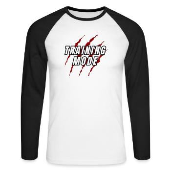 Training Mode - Unisex Long Sleeve Baseball T-Shirt - white/black - Front - Nik (191cm)