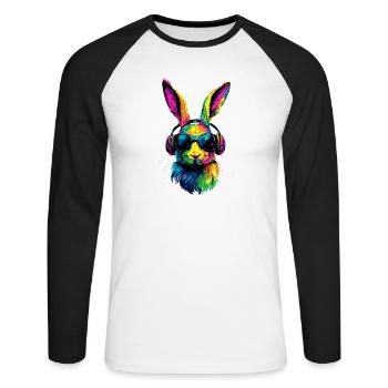 Bunny Rabbit Lover Hare Bunny Cute Bunnies - Unisex Long Sleeve Baseball T-Shirt - white/black - Front - Nik (191cm)
