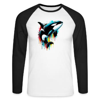 Orque - T-shirt baseball manches longues Homme - blanc/noir - Devant - Nik (191cm)