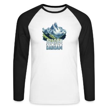 Allgäu - Da bin i Dahoam - Unisex Baseballshirt langarm - Weiß/Schwarz - Vorne - Nik (191cm)