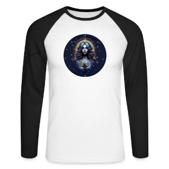 Moonlight Goddess Star Circle - Zodiac Sign Libra - Unisex Long Sleeve Baseball T-Shirt - white/black - Front - Nik (191cm)