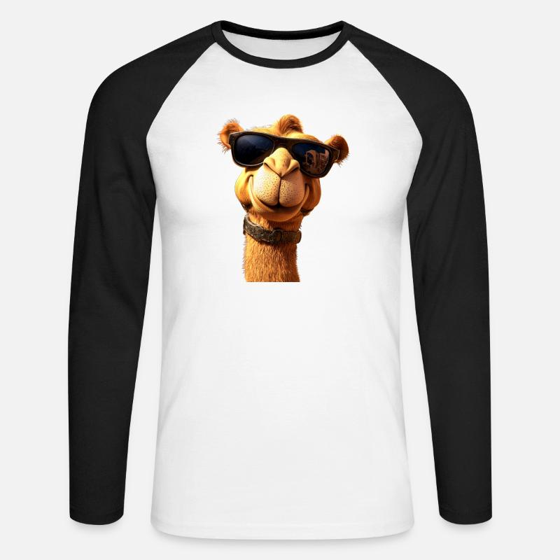 Kamel Dromedar Trampeltier Camel Geschenk Kamele - Unisex Baseballshirt langarm - Weiß/Schwarz