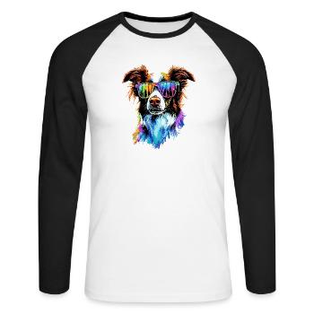 border collie chien amant chiot mignon collies - T-shirt baseball manches longues Homme - blanc/noir - Devant - Nik (191cm)