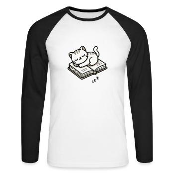Stille Momente mit Büchern - Unisex Baseballshirt langarm - Weiß/Schwarz - Vorne - Nik (191cm)